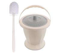 Toyvian Pot de Chambre Portable Dimensions 23,5x23,5cm avec Couvercle et Brosse de Nettoyage en Plastique Blanc Toilettes Portables pour Adultes, Adapté pour Chambre et Hôpitaux