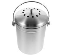 Toyvian Poubelle à Compost Cuisine en Acier Inoxydable 5 L avec Couvercle Hermétique Anti-Odeurs Seau à Compost D’Intérieur Rond pour Déchets Alimentaires Composteur de Comptoir