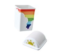 Toyvian Poubelle Plastique Arc-en-ciel avec Couvercle pour Bureau et Chambre Conteneur à Déchets Créatif et Écologique Panier Capacité Importante pour Salle de Bain et Wc