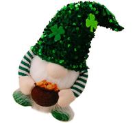 Toyvian Poupée GNOME Saint-Patrick à Paillettes Trèfle Lumineux, Décoration Festive en Peluche Tricotée, pour Fête Saint-Patrick