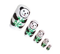 Toyvian Poupées Gigognes Bois Panda Cartoon Set de Jouets Empilables Russe pour Décoration et Cadeau