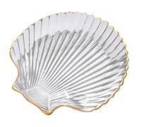 Toyvian Présentoir à Bijoux en Verre Or Forme Coquille, Assiette de Service Élégante, Matériau Alimentaire Sûr, Multifonction pour Hôtels et Restaurants