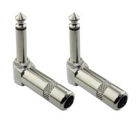Toyvian Prises Jack Mono Coudées Facile à Installer Lot de 2 6,35 Mm en Alliage de Zinc Argenté Connecteurs Multi-usages Plaqués Nickel pour Guitare Électrique et Mixeur