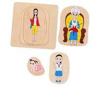 Toyvian Puzzle Bois Montessori Cycle de Vie Humain pour Garçon Fille Éducatif Multilayer avec Figures Cartoon pour Apprentissage Corporel