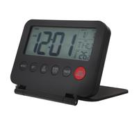 Toyvian Réveil Numérique de Voyage Ultra-Fin Noir avec Couvercle Rabattable Veilleuse Intégrée et Affichage LCD de L'Heure Date et Température - Petite Horloge Portable pour Chambre