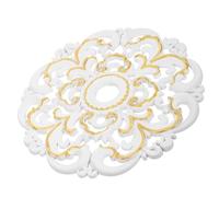 Toyvian Rosace de Plafond en Plastique Blanc à Décor Doré, Médaillon Décoratif Creux pour Plafonnier Lumineux et Ventilateur de Plafond, Moulure Élégante pour Décoration Intérieure, Style