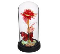 Toyvian Rose Éternelle sous Cloche en Verre Guirlande LED Multicolore Décoration Intérieure Romantique Ornement Floral pour Anniversaire et Saint-Valentin Présent Créatif Doubles