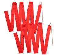 Toyvian Ruban Rythmique Facile à Apprendre pour Garçon et Filles Rouge 2 Pièces Poignée en Bois et Soie Améliore Fonctions Corporelles, pour Entraînement et Danse