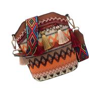 Toyvian Sac Bandoulière Femme Bohème Tressé Léger avec Franges Sac Seau Créatif Multifonction pour Sorties et Shopping Style Ethnique