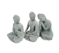 Toyvian Sculptures Bouddha en Grès Fin Petit Modèle, Lot De 3 Pièces pour Salon, Jardin Et Entrée Décorative