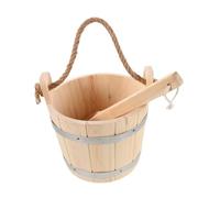Toyvian Seau en Bois Naturel avec Louche Tonneau De Bain Et Pelle à Eau pour Bain Vapeur Et Usage Extérieur