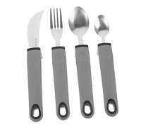 Toyvian Service de Couverts Antidérapants Tpr pour Personnes Âgées 4 Pièces Vaisselle Adaptée pour Adultes à Faible Préhension Couverts Portables Ergonomiques Gris