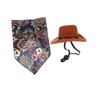 Toyvian Set Accessoires pour Animaux Chien Chat Chapeau Cowboy Bleu et Foulard Délicat Ensemble Bavoir Décoratif pour et