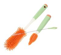 Toyvian Set de 3 Goupillons pour Biberons en Silicone et Acier Inoxydable Manche Long, Facile à Ranger, pour Nettoyer Bouteilles, Pailles et Ustensiles