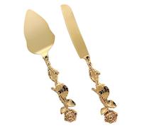 Toyvian Set de Couteaux et Pelles à Gâteau Alliage de Zinc Doré Coupe Précise avec Lame Dentelée Spatule de Service Longue pour Pizza et Dessert Ustensiles de Pâtisserie Polyvalents pour