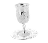 Toyvian Set de Tasse Kiddush Plaquée Argent avec Soucoupe Coupe Havdalah pour Fête de la Pâque et Shabbat Verre à Vin Traditionnel Judaïque pour Célébrations et Cadeau Faith
