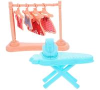 Toyvian Set Mini Maison Fer à Repasser avec Table Miniature et Porte-vêtements Décor Compact et Léger pour Maison de Poupée Accessoire et Portable pour Scène Micro et Jeu Imagination