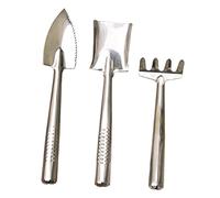 Toyvian Set Mini Outils de Jardinage Acier Inoxydable Pelle Pointue Pelle Plate et Râteau Ensemble Robuste pour Plantation Désherbage et Entretien des Plantes
