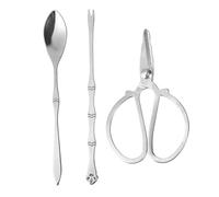 Toyvian Set Outils Fruits de Mer INOX avec Ciseaux Crabe Fourchette et Cuillère pour Pinces Crustacés Homard Moules Kit Pratique avec Pochette de Rangement