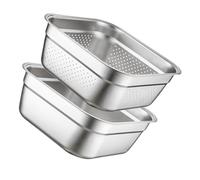 Toyvian Set Passoire et Bassine Acier Inoxydable Panier Égouttoir à Mailles Fines pour Fruits et Légumes Corbeille Drainante Compacte et Portable pour Cuisine