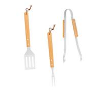 Toyvian Set Ustensiles BBQ Acier Inoxydable avec Poignée Bois Kit Outils De Barbecue Durables pour Camping Et Grillades Plein Air Housse De Transport Kaki