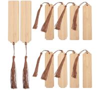Toyvian Sets de Marque-pages Trou Suspendre Vierges Lot de 10 en Bambou avec Surface Blanche Décorés de Glands et Perles Soi-même pour Fête ou Noël