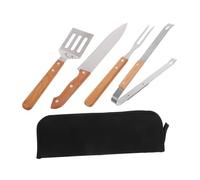 Toyvian Spatule Barbecue Acier Inoxydable Pince Barbecue Kit avec Coupe-Griffes Extérieur à Manche Bois pour Camping Et Fêtes