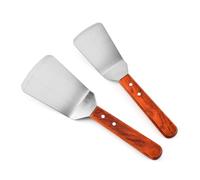 Toyvian Spatule de Cuisine Inox Multifonctionnelle avec Manche Bois Ustensile Résistant pour Pizza Steak Galettes et Teppanyaki Large Usage Domestique et Professionnel