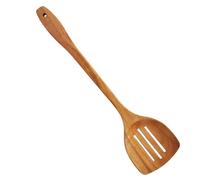 Toyvian Spatule en Bois Cuisine Trois Fentes, Manche Long Ergonomique, Finition Vernie pour Poêles Antiadhésives, Ustensile Léger et Pratique pour Cuisson au Wok et Retournement