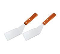 Toyvian Spatules de Cuisson Inox 2 Pièces Manche en Bois Confortable pour Griller Steaks et Pizza Ustensiles Multifonctions pour Barbecue Extérieur