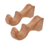 Toyvian Stabilisateur de Tringle à Rideaux en Bois 2pcs Support Mural et Plafond, Facile à Installer, Robuste pour Salon et Chambre, Finition Naturelle Classique