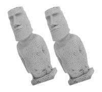 Toyvian Statues Moai de L'île de Pâques 2 Pièces en Grès Résistant à l'usure, Décoration Réaliste pour Jardin et Bureau, Sculptures Uniques pour Intérieur et Extérieur