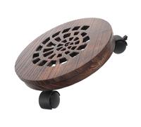 Toyvian Support à Plantes Mobile en Bois Épais Ø21 Cm pour Intérieur Et Jardin, Plateau Roulant pour Pots De Fleurs avec roulettes Pivotantes Et Frein, Base Ronde Robuste pour Plantes Lourdes
