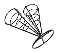 Toyvian Support Cône pour Frites Acier Inoxydable Noir Panier Snack Robuste et Compact Présentoir Fil pour Apéritifs Maison Restaurant