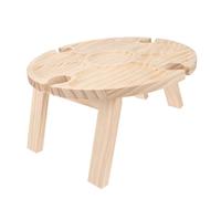 Toyvian Table Pliante en Bois Kaki 60x60 Cm Porte-Verres, Légère et Compacte, pour Pique-niques, Camping et Terrasse Extérieure, Table de Vin Nourriture pour Fêtes en Plein Air