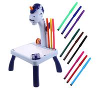 Toyvian Tablette à Dessin Licorne pour Garçon et Filles, Jouet de Projection Amusant, Format Unique, Plastique Solide Bleu, Apprentissage Créatif, Coordination Œil-main, Dessin Éducatif, 1 Unité