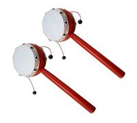 Toyvian Tambour Clochette à Main pour Bébé Lot de 2 Bois Peau de Mouton Blanche 7 Cm Instrument de Musique d'Éveil pour Garçon et Filles