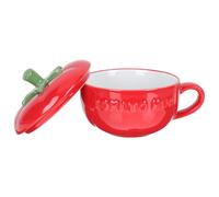 Toyvian Tasse à Thé en Céramique Créative de Tomate avec Couvercle, Texture Lisse, Petit-déjeuner Goûter