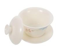 Toyvian Tasse à Thé Gongfu en Porcelaine Chinoise avec Couvercle et Soucoupe Bol à Thé Traditionnel en Céramique Fait Main à Motifs Floraux Polyvalent pour Infusion Aromatique