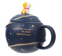 Toyvian Tasse Céramique avec Cuillère Motif Astronaute et Planète Mug avec Couvercle Bleu pour Maison et Bureau et Facile à Nettoyer Cadeau Original Collègue Travail