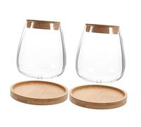Toyvian Terrarium Verre avec Couvercle Et Plateau Bambou Pots Verre pour Plantes Jardinière pour Micro-aménagement Paysager
