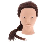 Toyvian Tête de Mannequin Coiffure avec Cheveux Humains Longs Naturels Résistants à la Chaleur Couleur Brun Foncé pour Entraînement aux Chignons et Tresses Modèle Professionnel pour