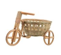Toyvian Tricycle tissé Bambou Ornement Panier Tricycle Osier Corbeille Panier Fleurs Tricycle Petit bac paniers Rangement tissés Parure vélo