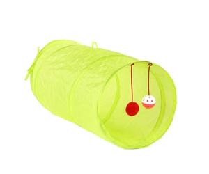 Toyvian Tunnel Interactif Pliable pour Chat Intérieur Vert Fluorescent en Papier Bruissant, Tube Portable Stimulant l'exercice Jeu, Accessoire Ludique et Refuge pour Chaton Actif