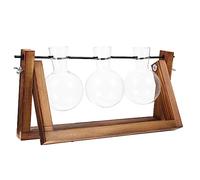 Toyvian Vase Verre Transparent pour Plante Hydroponique avec Support Bois Décoration pour Bureau Et Maison Design Simple Et Élégant Contour Arrondi Sécurisé Accessoire Naturel Et Moderne p