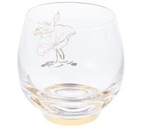 Toyvian Verre à Whisky en Verre Résistant Transparent, Coupe à Vin Délicate Décorée la Feuille D’or, Taille Moyenne, pour Fête et Usage Domestique, Tasse à Thé Élégante pour Café