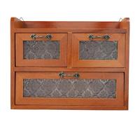 Toyvian Vitrine de Bureau en Bois Marron Verre, Fonction de Rangement Multiple et Design Vintage Chic pour Décoration et Organisation sur Bureau la Maison