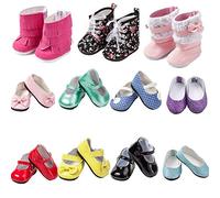 TOYYSB 6 Paires de Chaussures de poupée avec Bottes en Cuir pour poupée American Girl de 45,7 cm