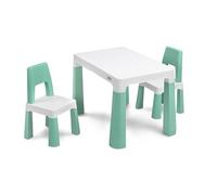 TOYZ Table pour Enfants avec 2 Chaises Monti - à Partir de 3 Ans - Set de Meubles pour Enfants - Petite Table et Chaises en Plastique, pour Extérieur et Intérieur - Menthe