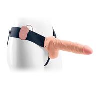 Toyz4lovers real rapture air feeling 8' hollow vibrant strapon avec scrotum blan